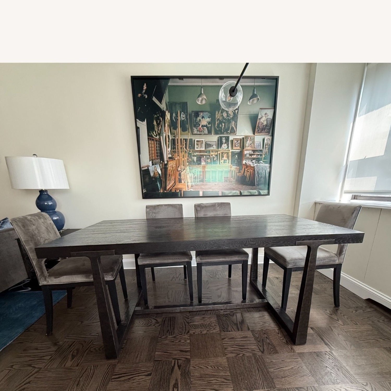 Restoration Hardware T-Brace Rectangular Extension Dining Table - image-3