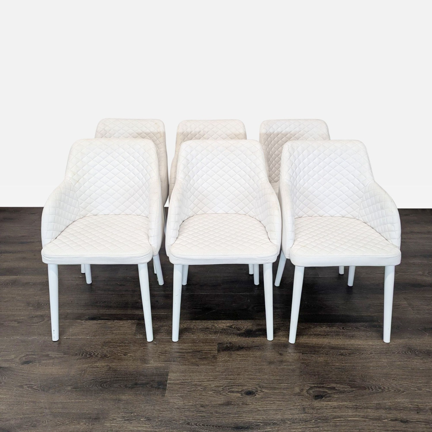 Set of Six Moe's Home Quilted Dining Armchairs - image-5