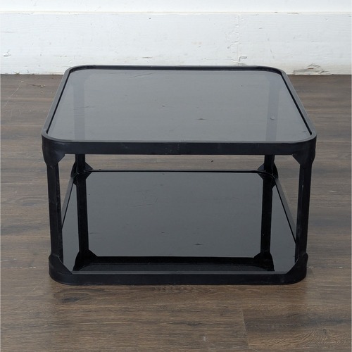 Used Metal and Glass Coffee Table with Mirror Shelf for sale on AptDeco