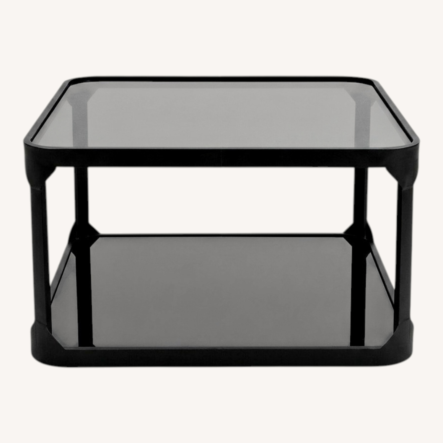 Metal and Glass Coffee Table with Mirror Shelf - image-0