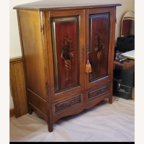 Used Domain Furniture Light Brown/reddish Wood Armoire for sale on AptDeco