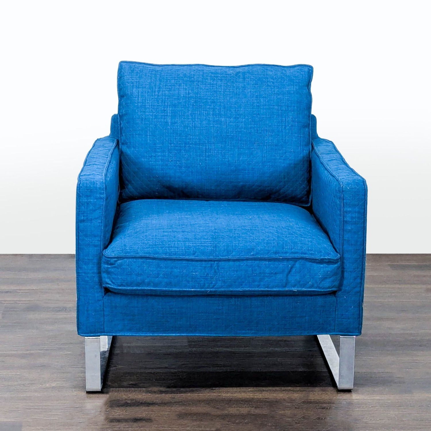 IKEA Modern Blue Lounge Chair with Metal Legs - image-6