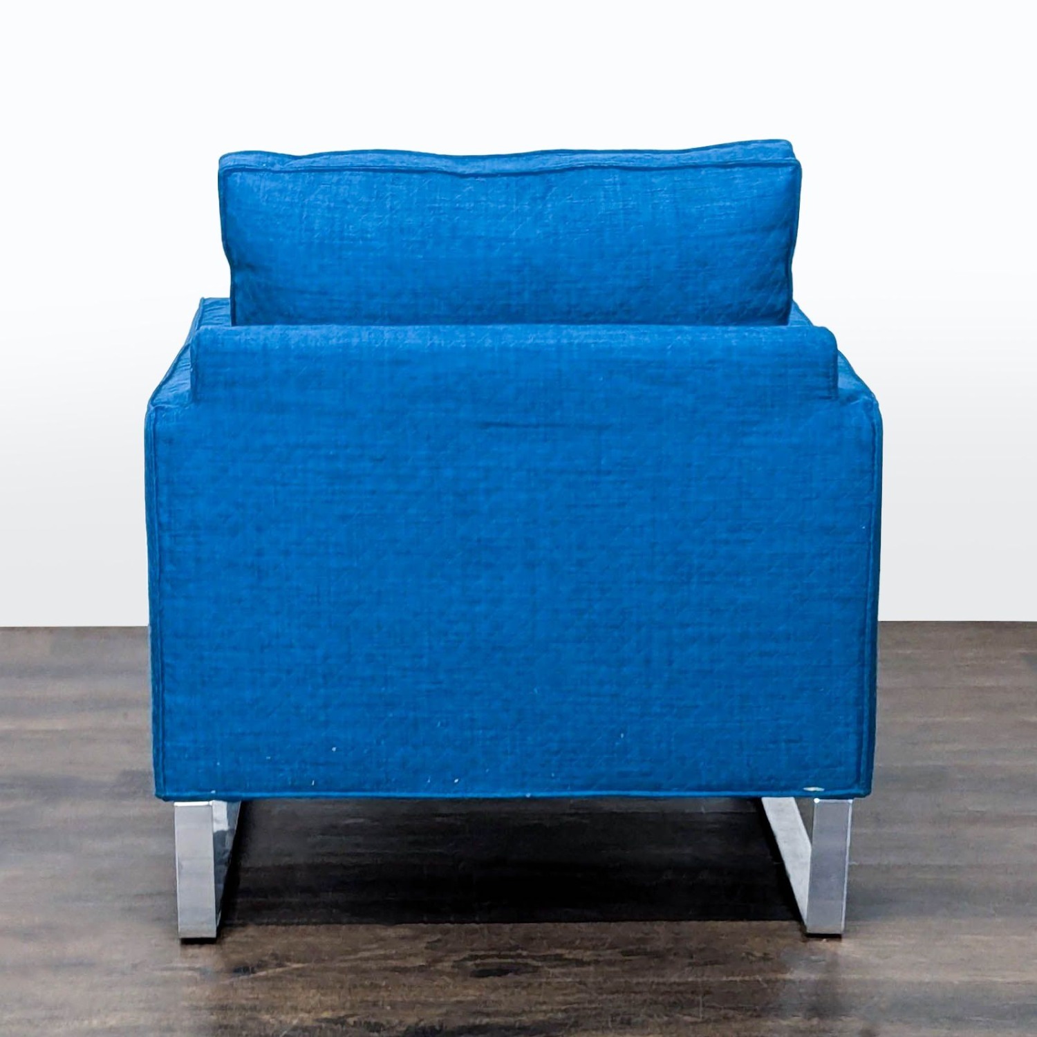 IKEA Modern Blue Lounge Chair with Metal Legs - image-5