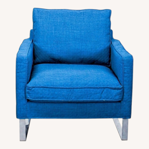 Used IKEA Modern Blue Lounge Chair with Metal Legs for sale on AptDeco