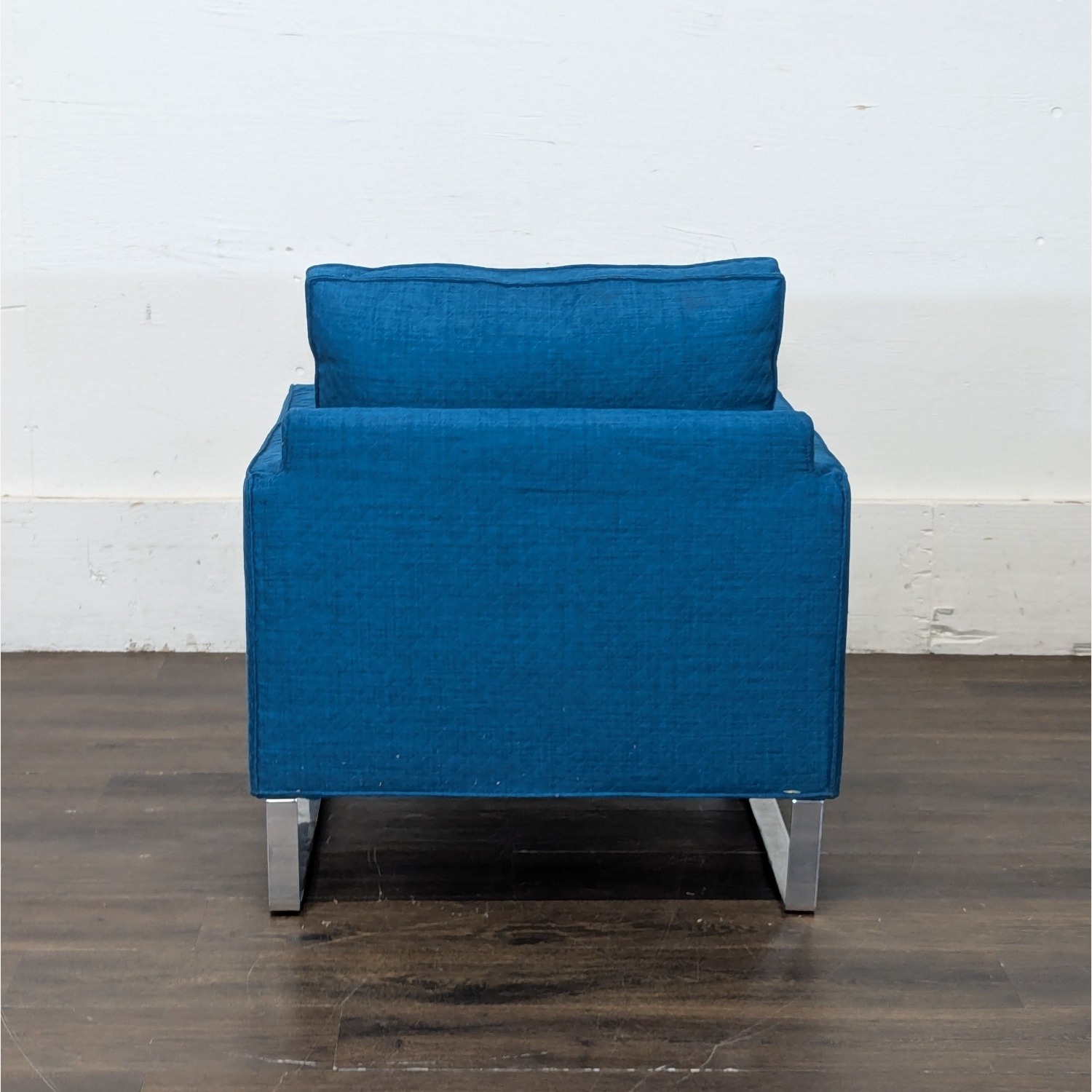 IKEA Modern Blue Lounge Chair with Metal Legs - image-7