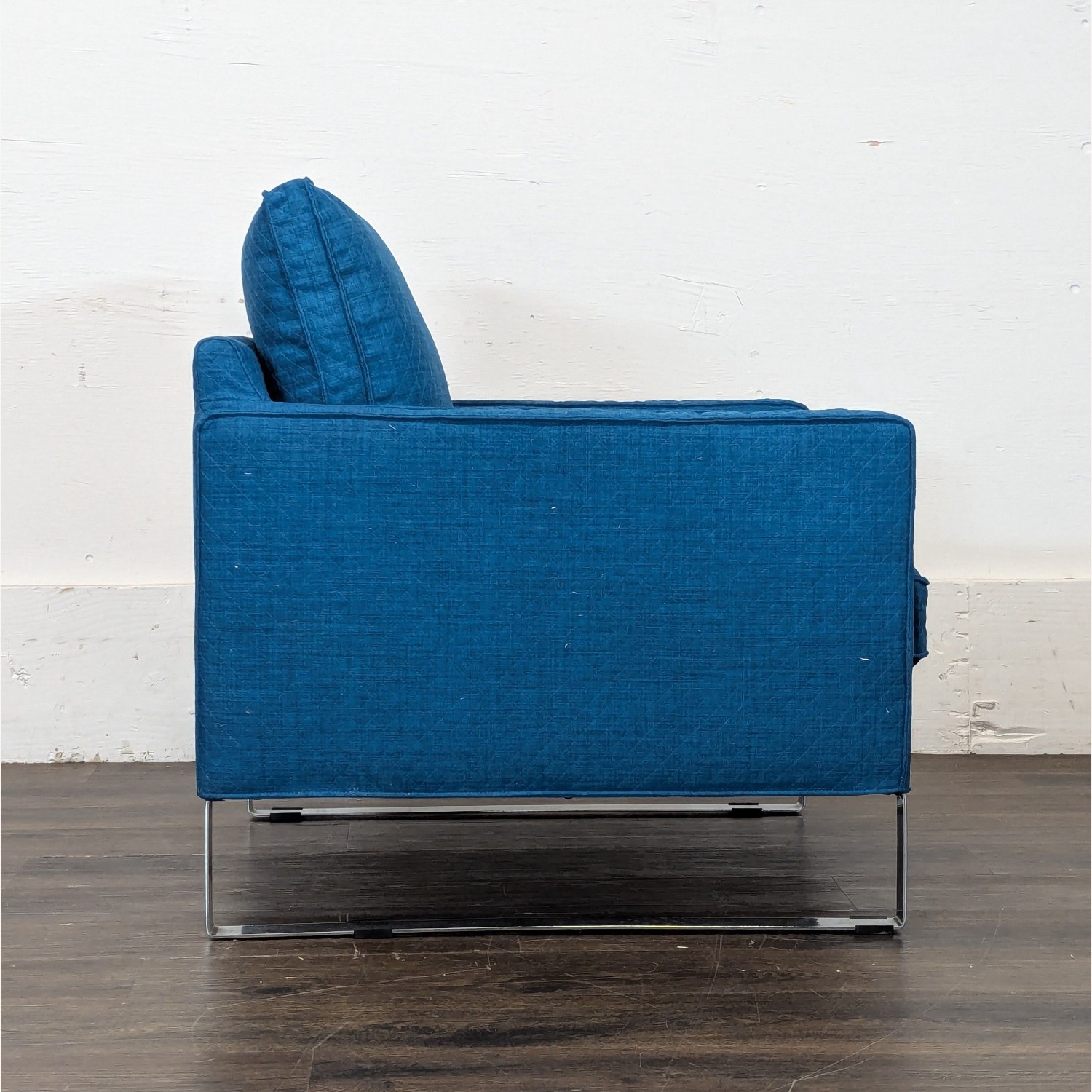 IKEA Modern Blue Lounge Chair with Metal Legs - image-2