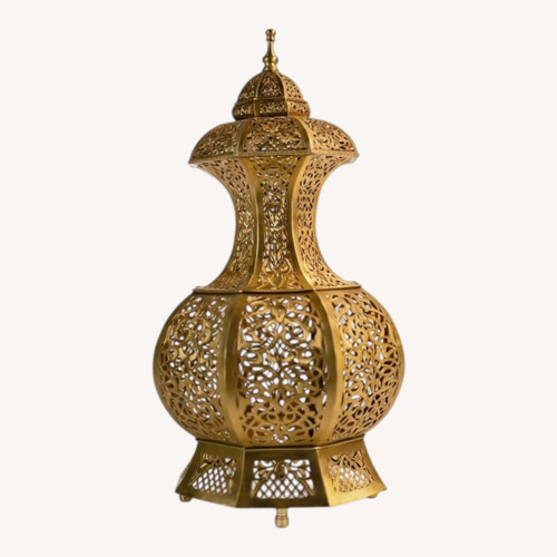 Used Moroccan Brass Floor Lamp Vintage Gold Dome for sale on AptDeco