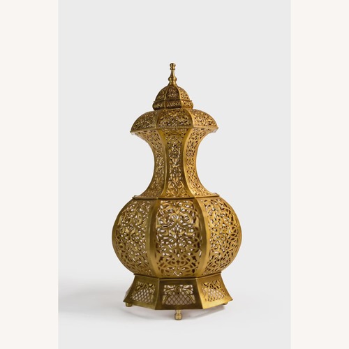Used Moroccan Brass Floor Lamp Vintage Gold Dome for sale on AptDeco