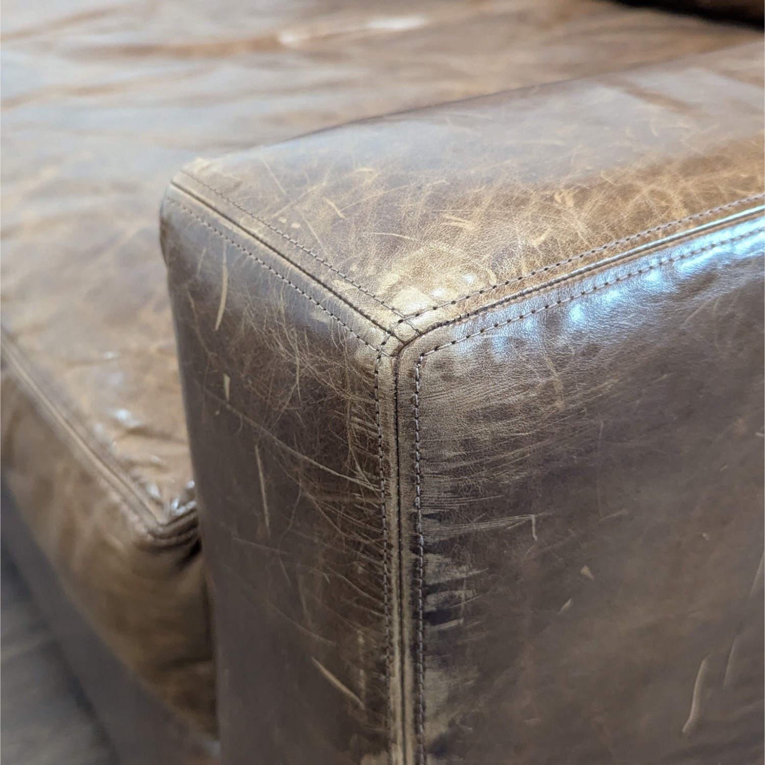 Thrive Furniture Brown Leather 3-Seat Sofa - image-3