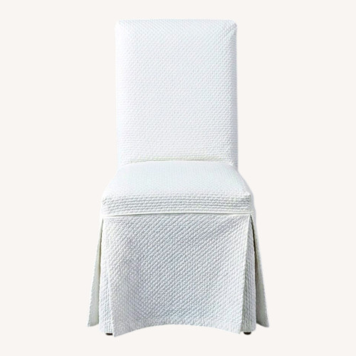 Used Pottery Barn Slipcovered Parsons Chair on Wheels for sale on AptDeco