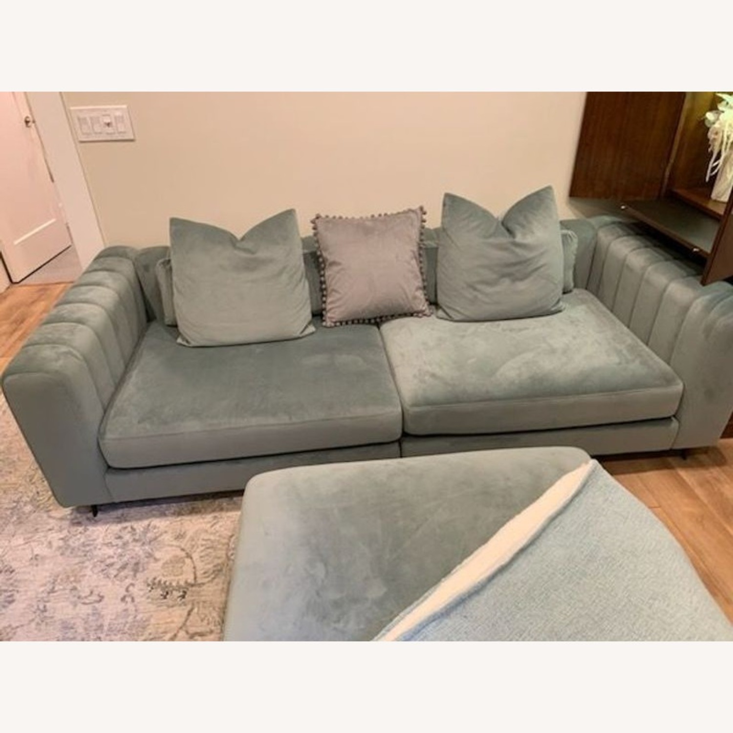 Rove Concepts Modern Light Blue Velvet Sectional - image-1