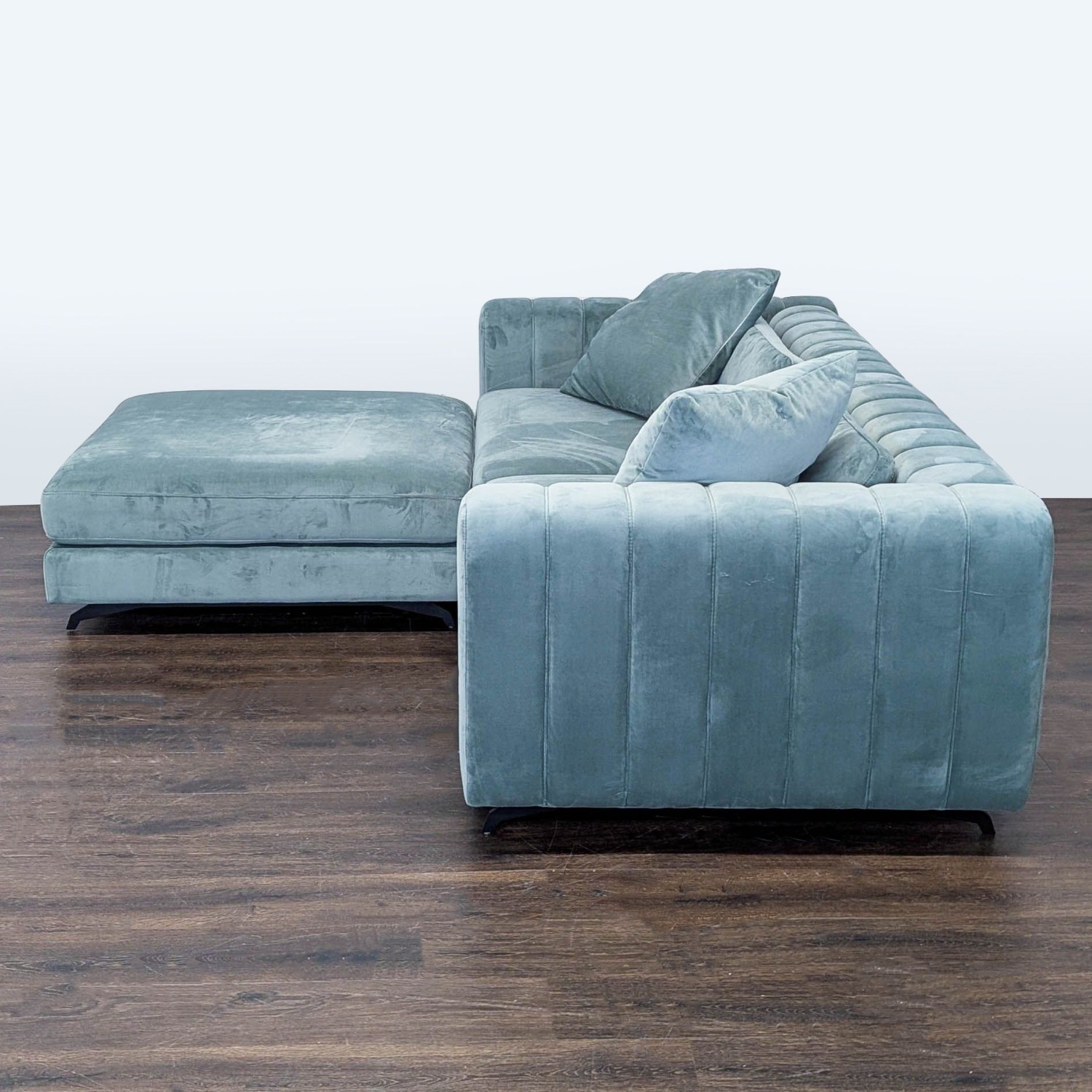 Rove Concepts Modern Light Blue Velvet Sectional - image-5
