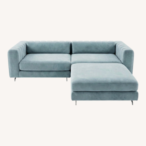 Used Rove Concepts Modern Light Blue Velvet Sectional for sale on AptDeco