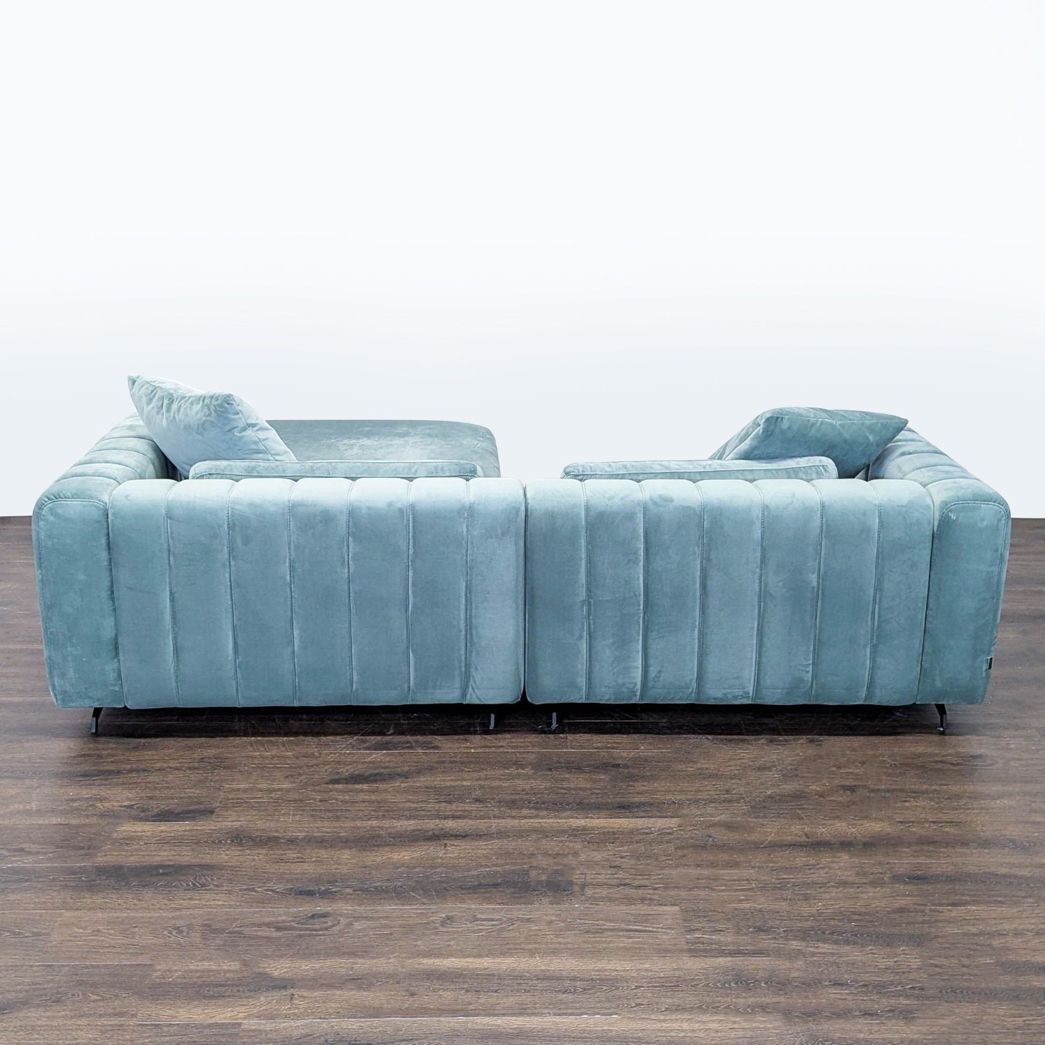 Rove Concepts Modern Light Blue Velvet Sectional - image-6