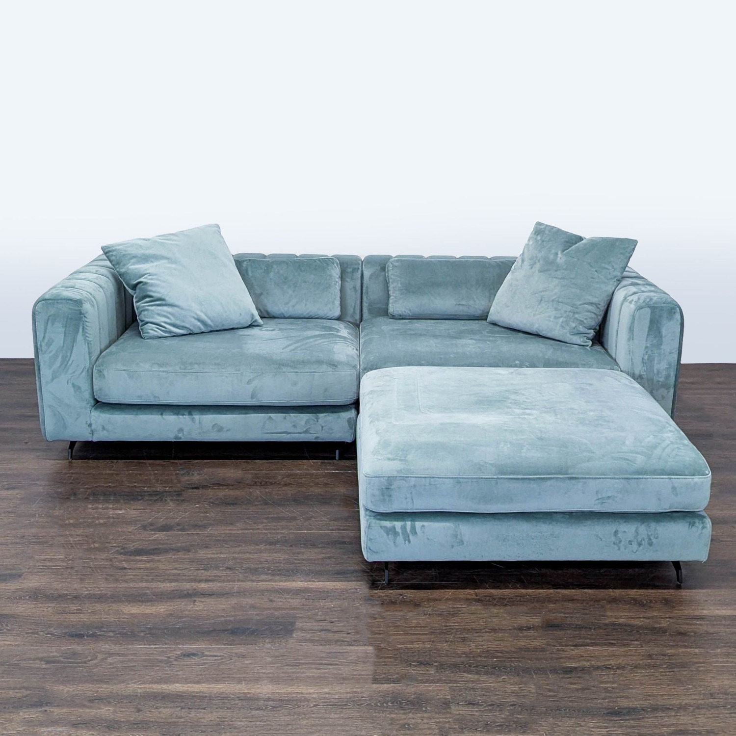 Rove Concepts Modern Light Blue Velvet Sectional - image-9