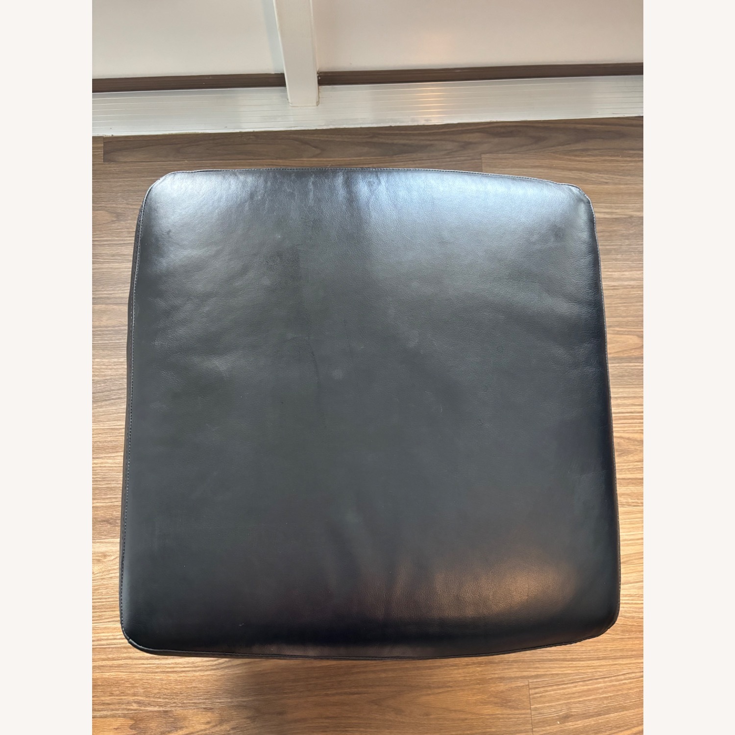 Italsofa Black Leather Loveseat + Rolling Ottoman - image-5