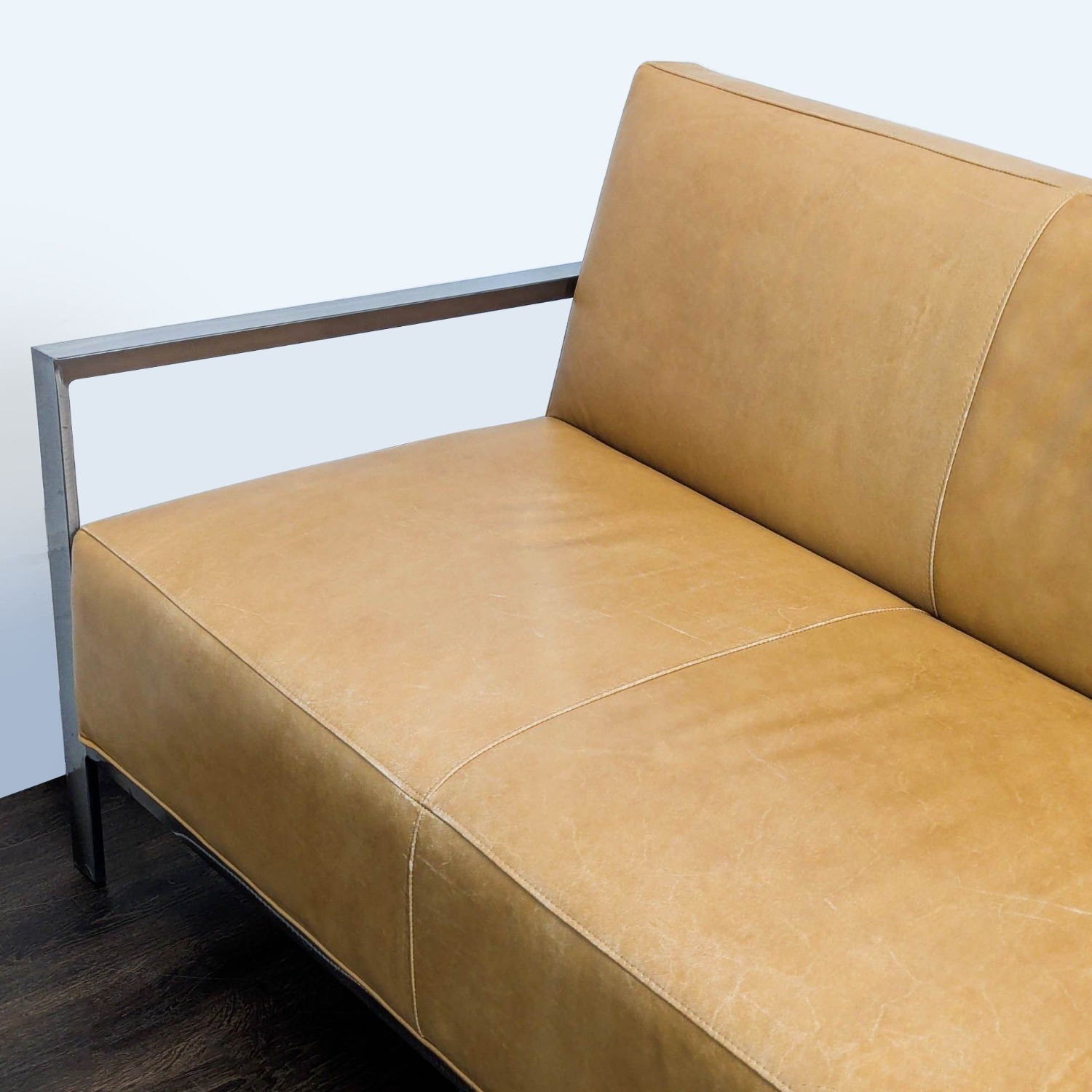 Room & Board Zinc 3-Seat Camel Leather Sofa - image-4