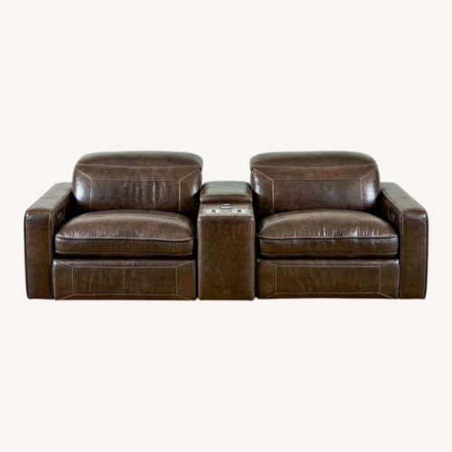 Used Dark Brown Leather 2 Piece Sectional for sale on AptDeco