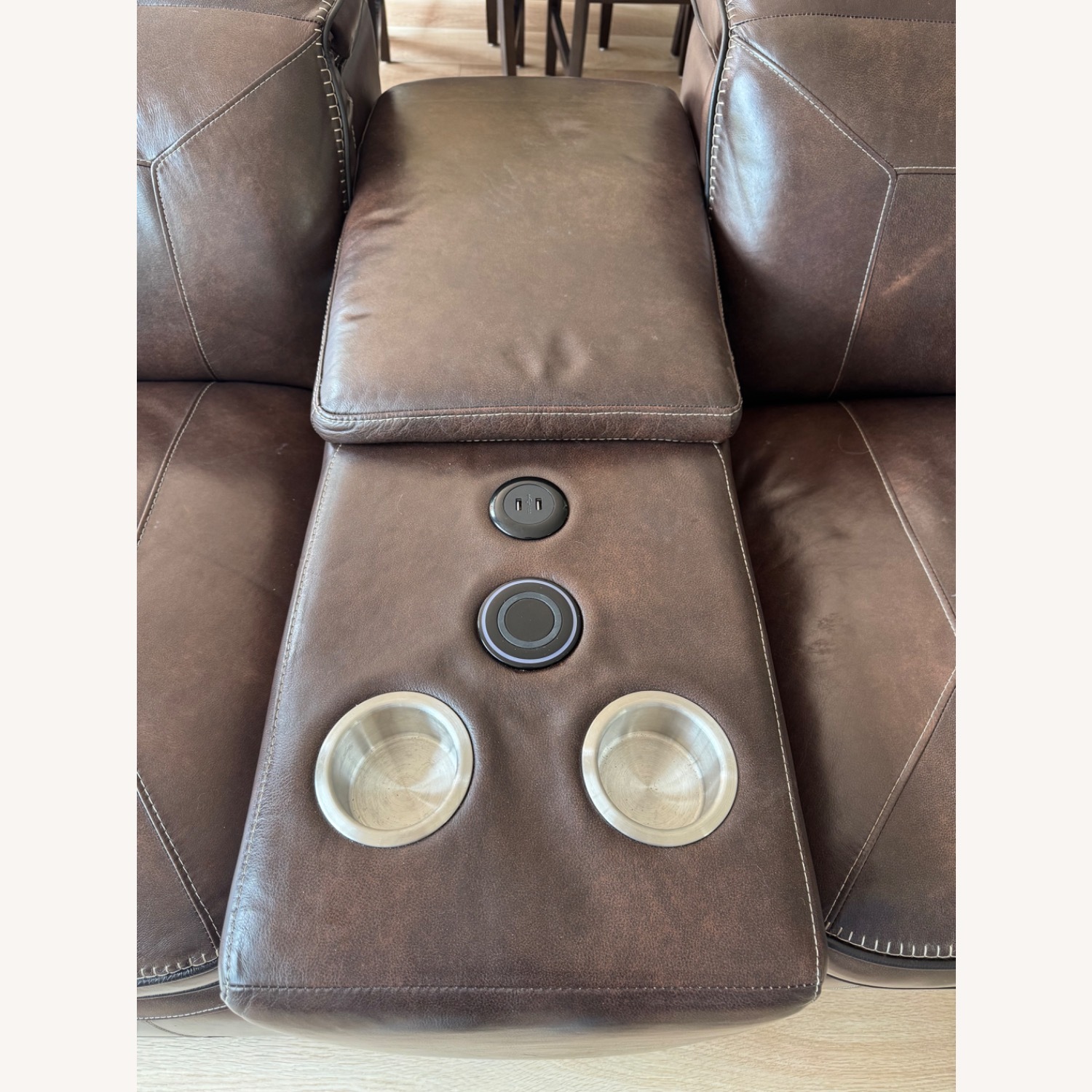 Dark Brown Leather 2 Piece Sectional - image-3
