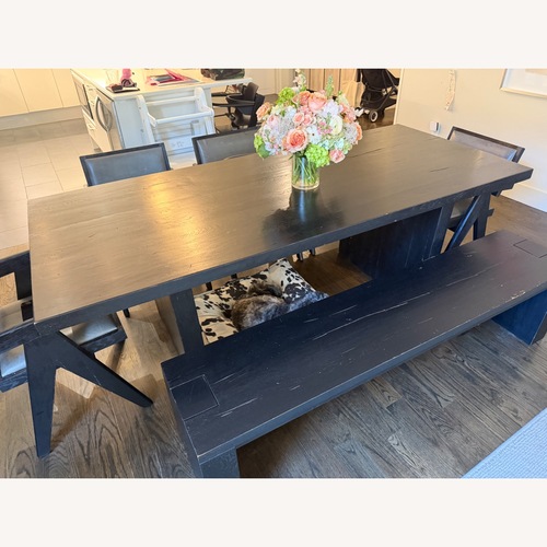 Used Restoration Hardware Reclaimed Oak Black Wood Dining Table for sale on AptDeco
