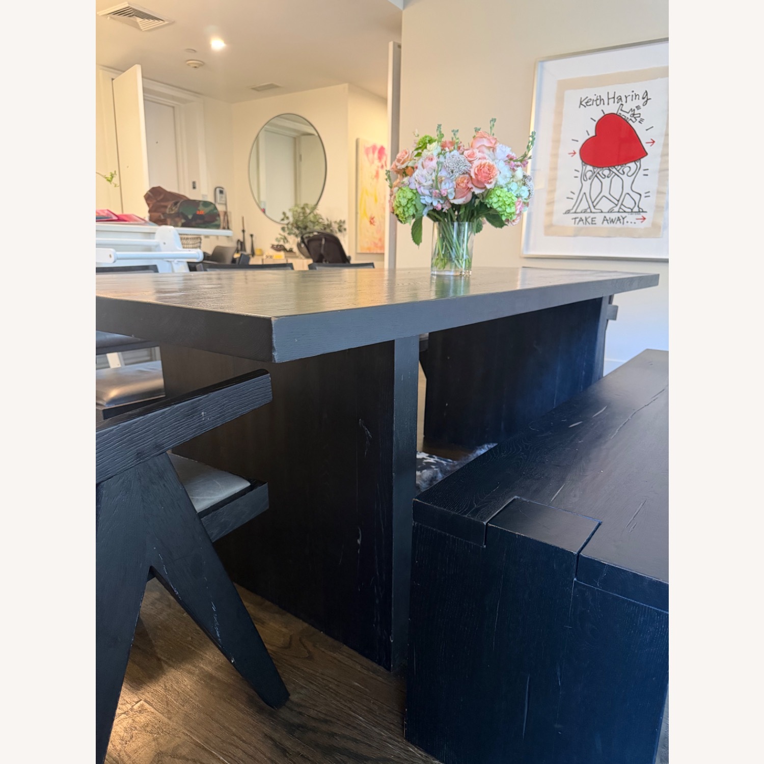 Restoration Hardware Reclaimed Oak Black Wood Dining Table - image-2