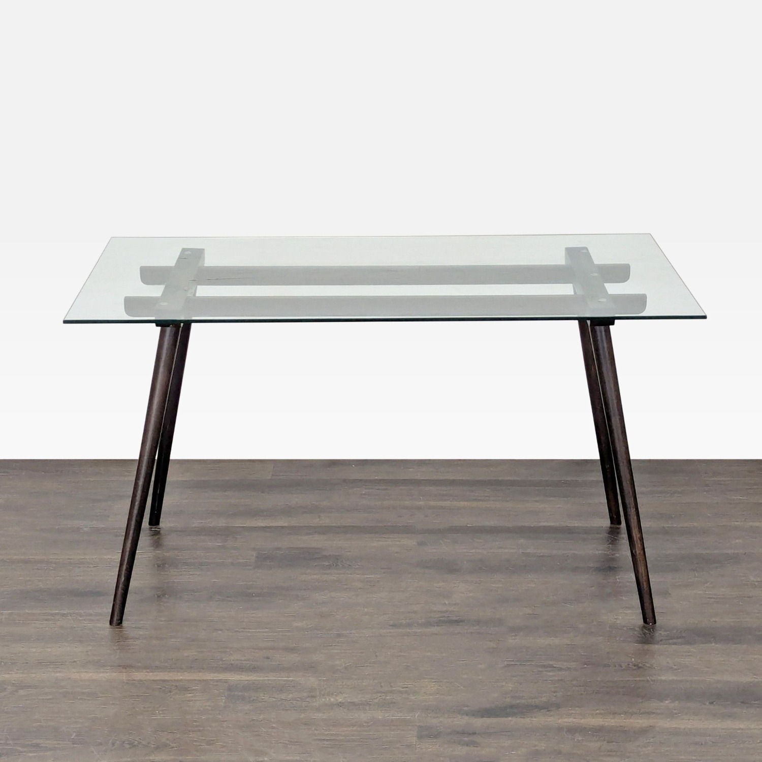 Glass Top Dining Table on Wood Base	 - image-5
