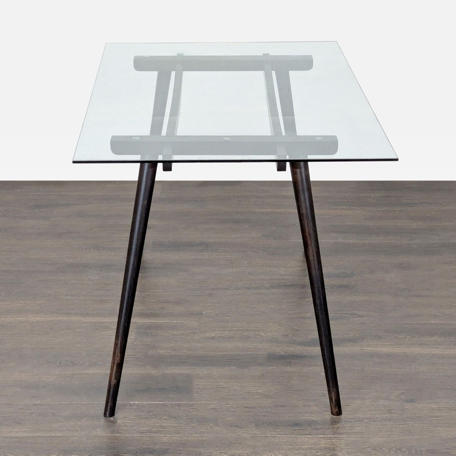 Glass Top Dining Table on Wood Base	 - image-2