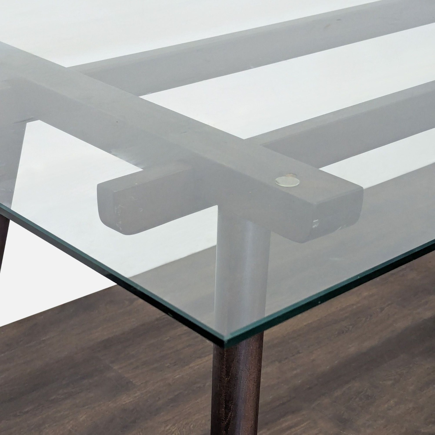Glass Top Dining Table on Wood Base	 - image-3