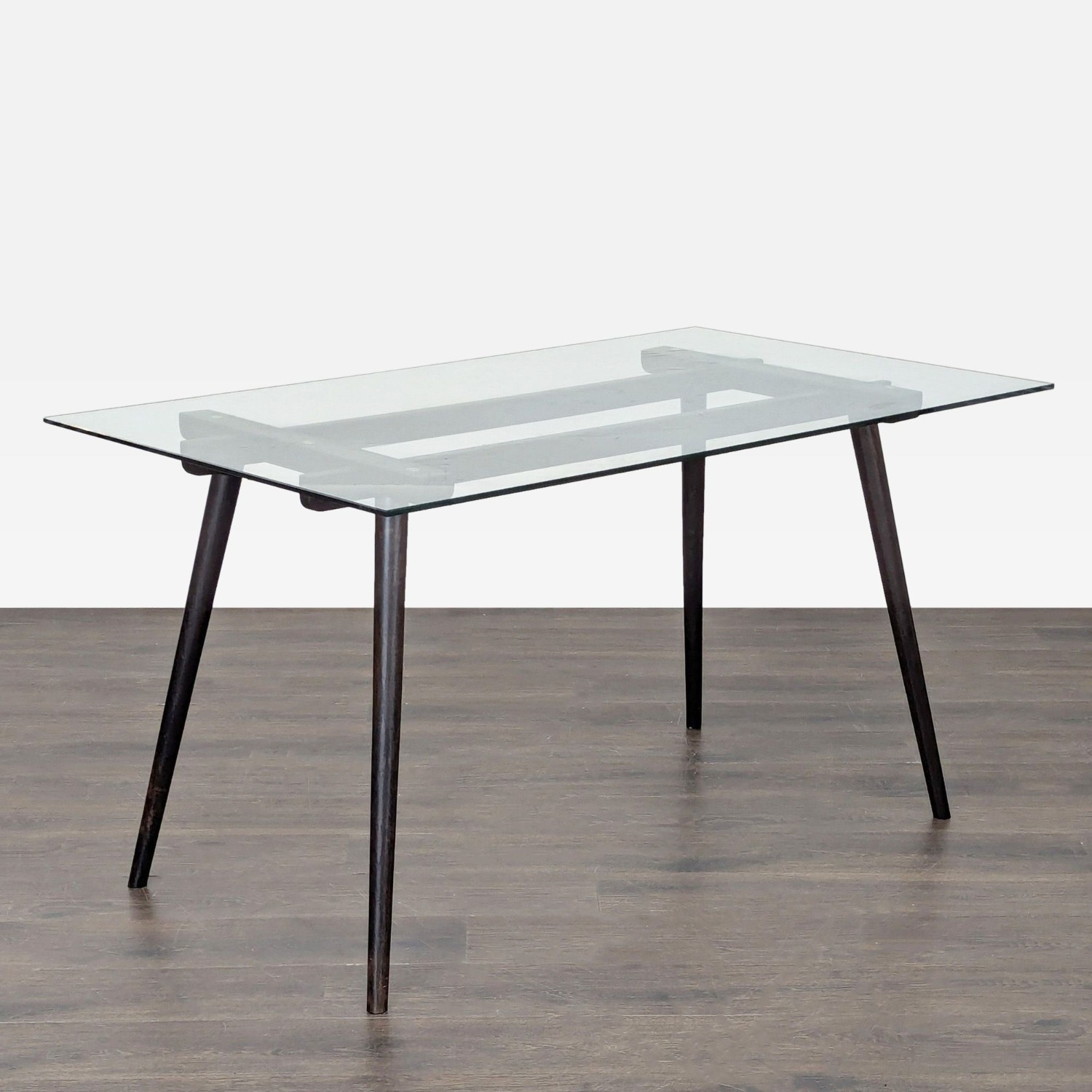 Glass Top Dining Table on Wood Base	 - image-6