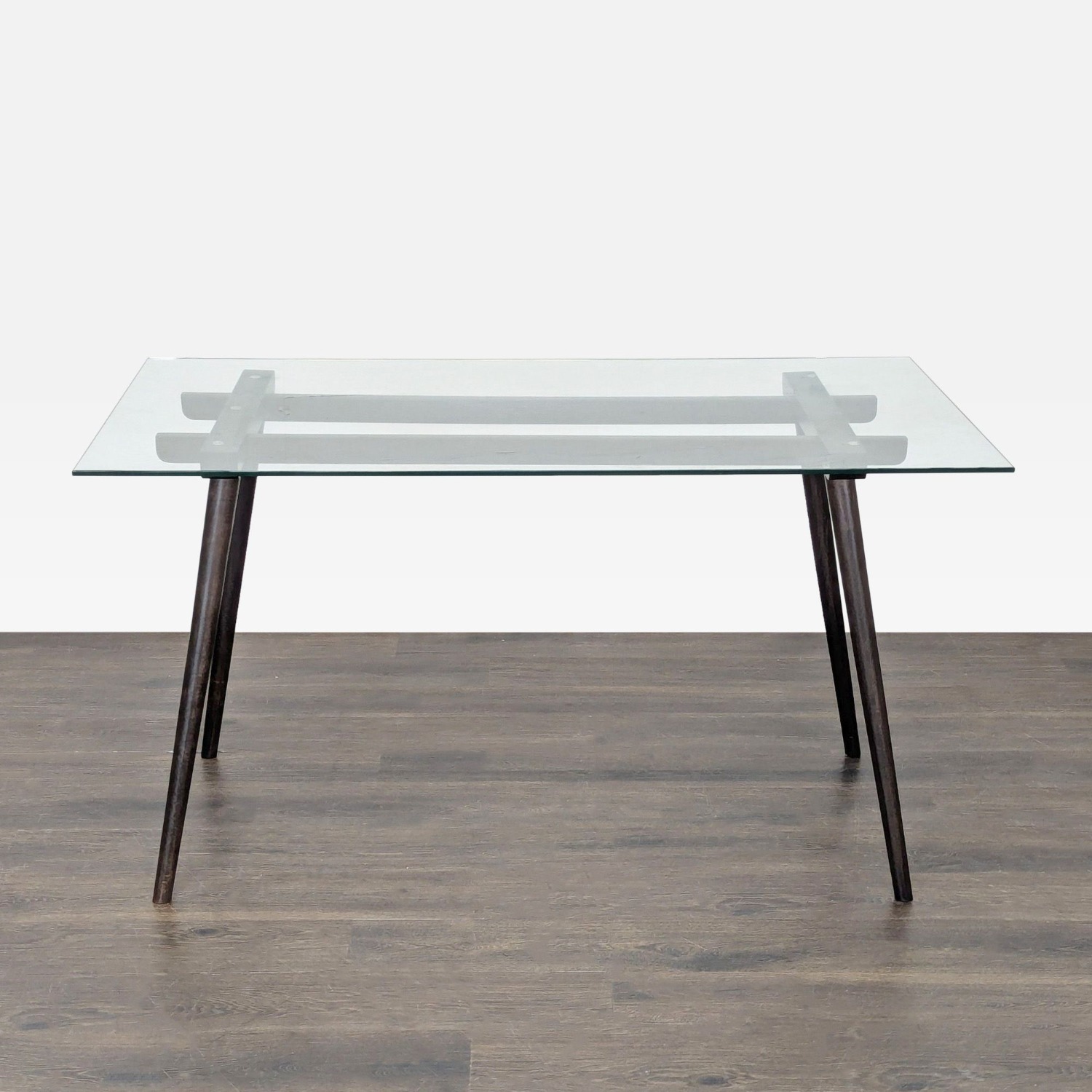 Glass Top Dining Table on Wood Base	 - image-7