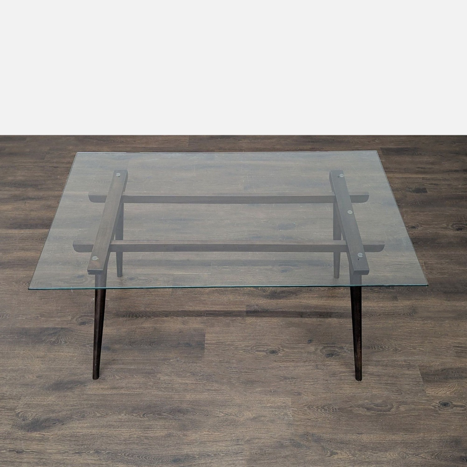 Glass Top Dining Table on Wood Base	 - image-4