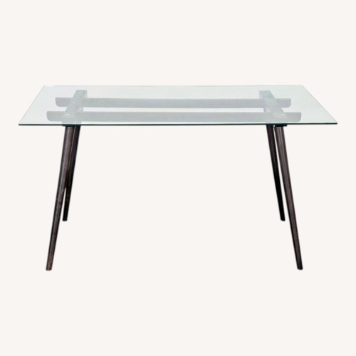 Used Glass Top Dining Table on Wood Base for sale on AptDeco
