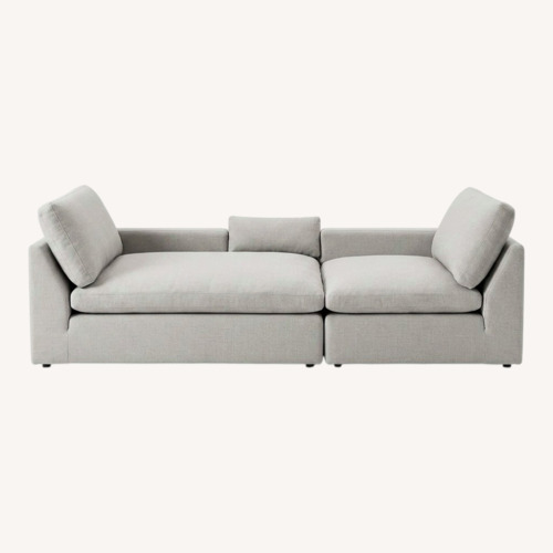 Used Sofas To Go White Suede 2 Piece Sectional for sale on AptDeco