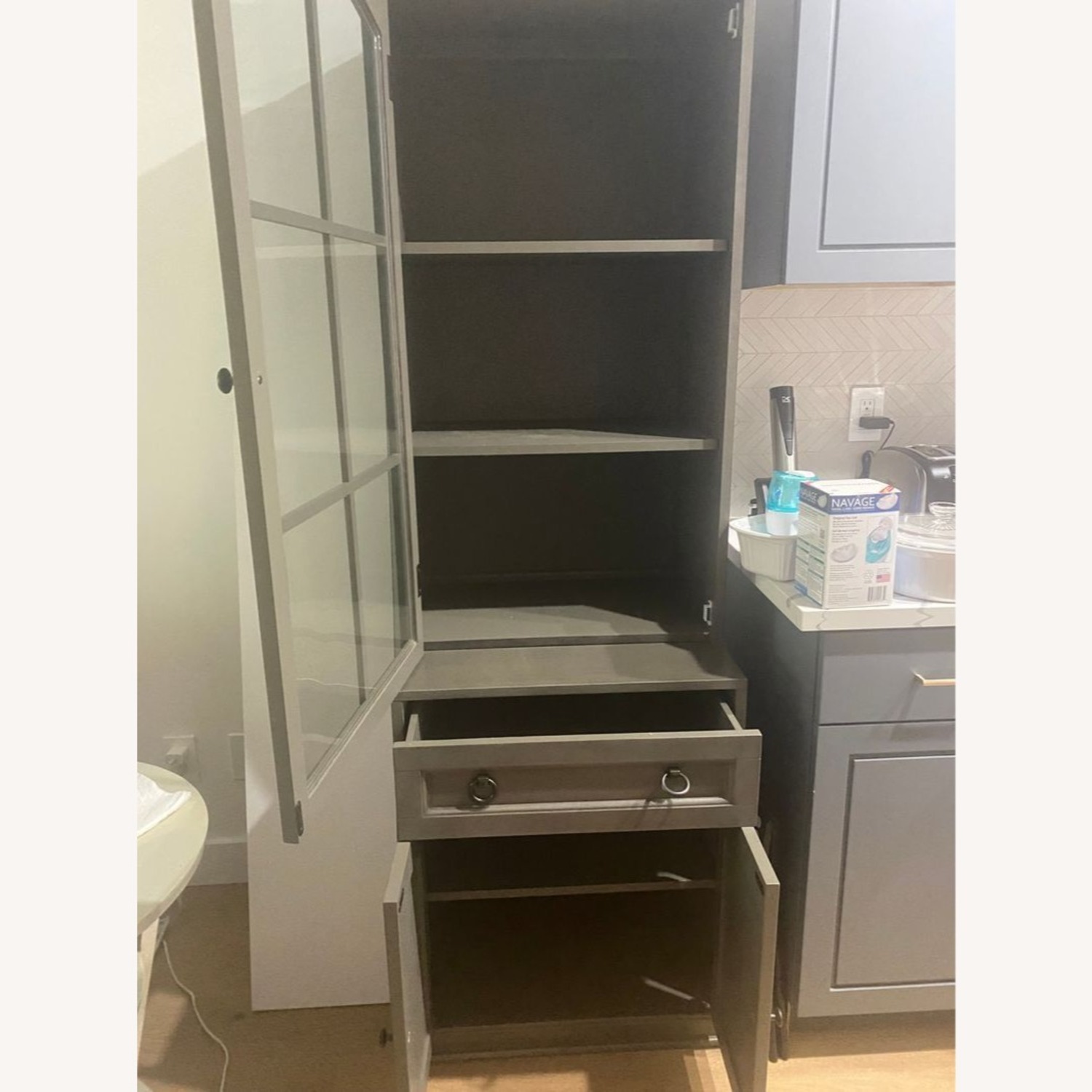 One Drawer Hutch with Glass Doors  - image-1
