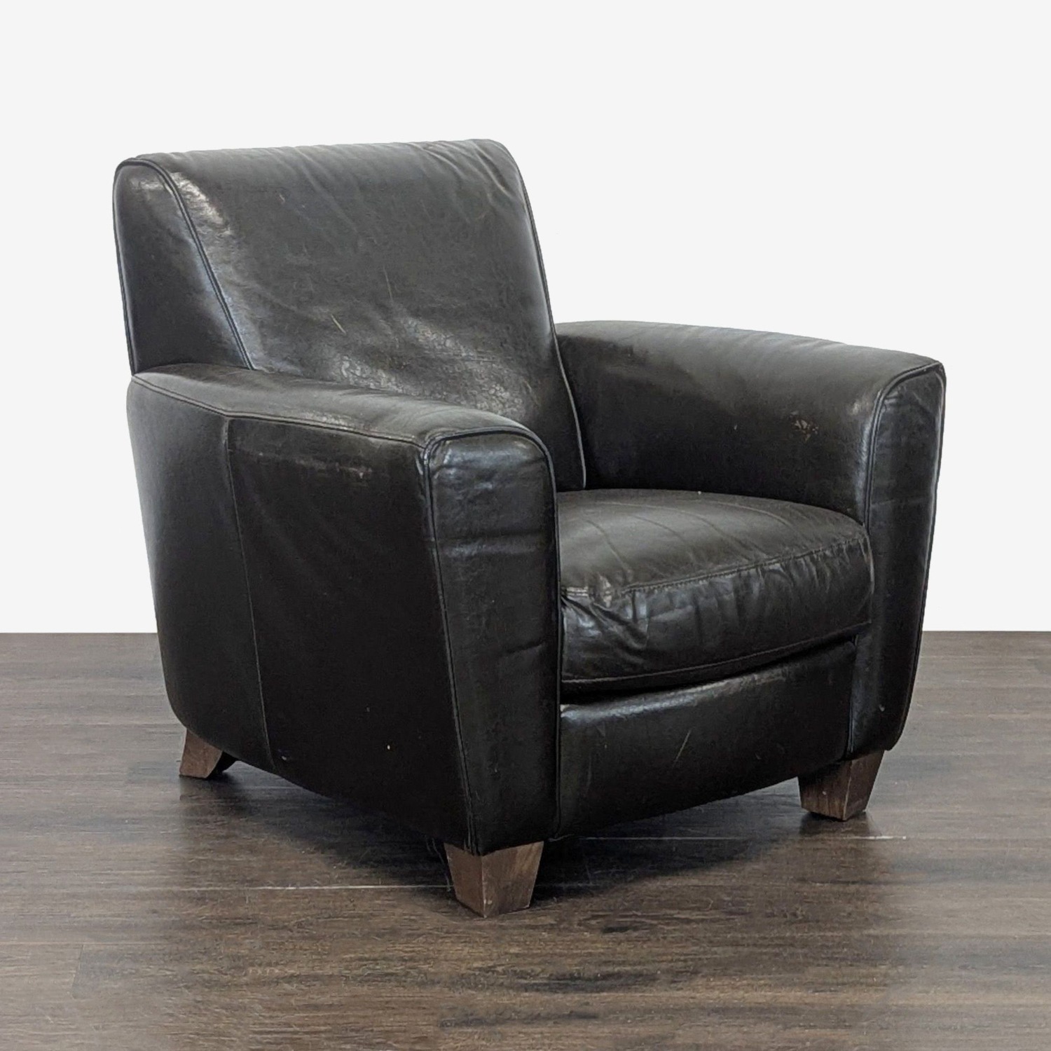Natuzzi Black Leather Lounge Armchair - image-9