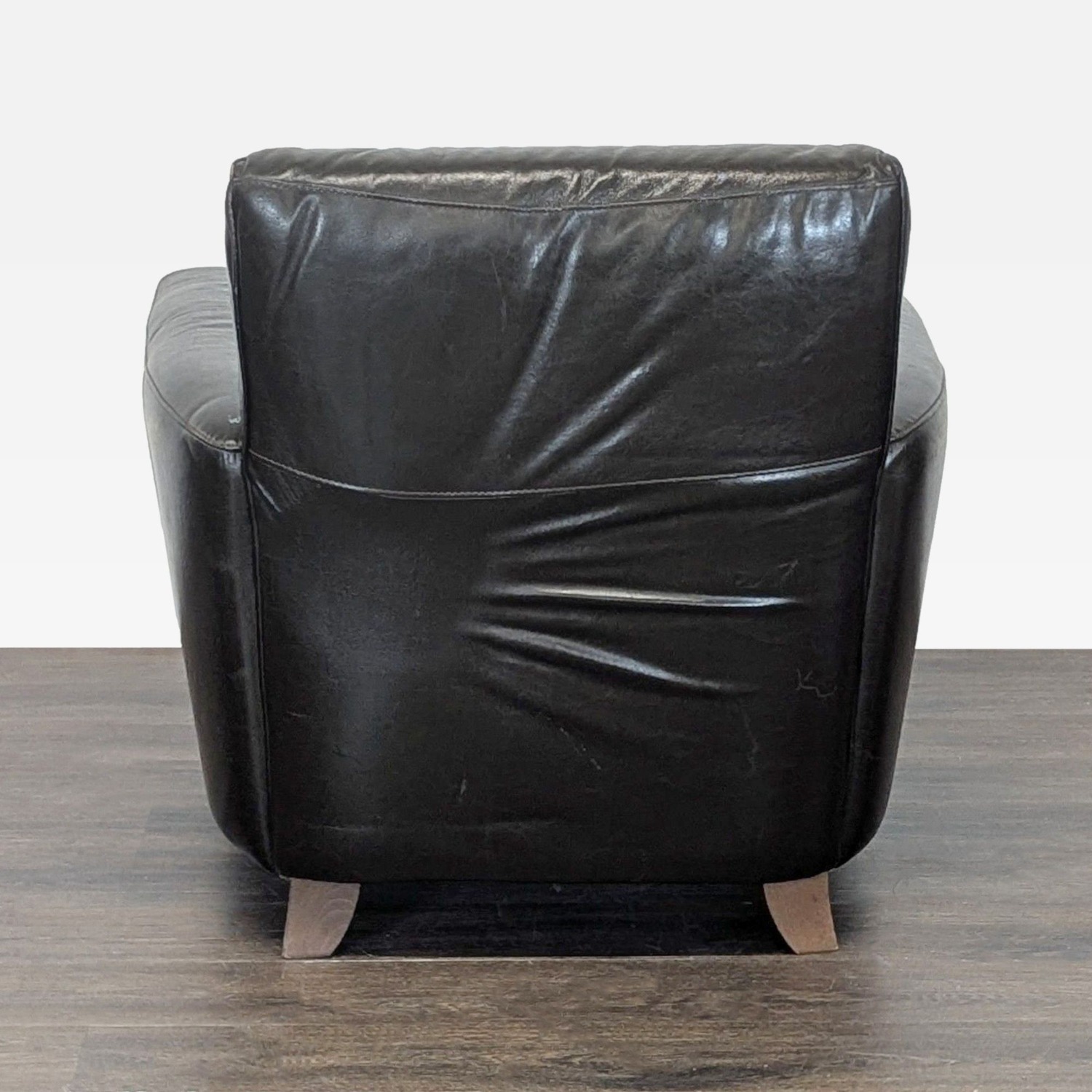 Natuzzi Black Leather Lounge Armchair - image-7