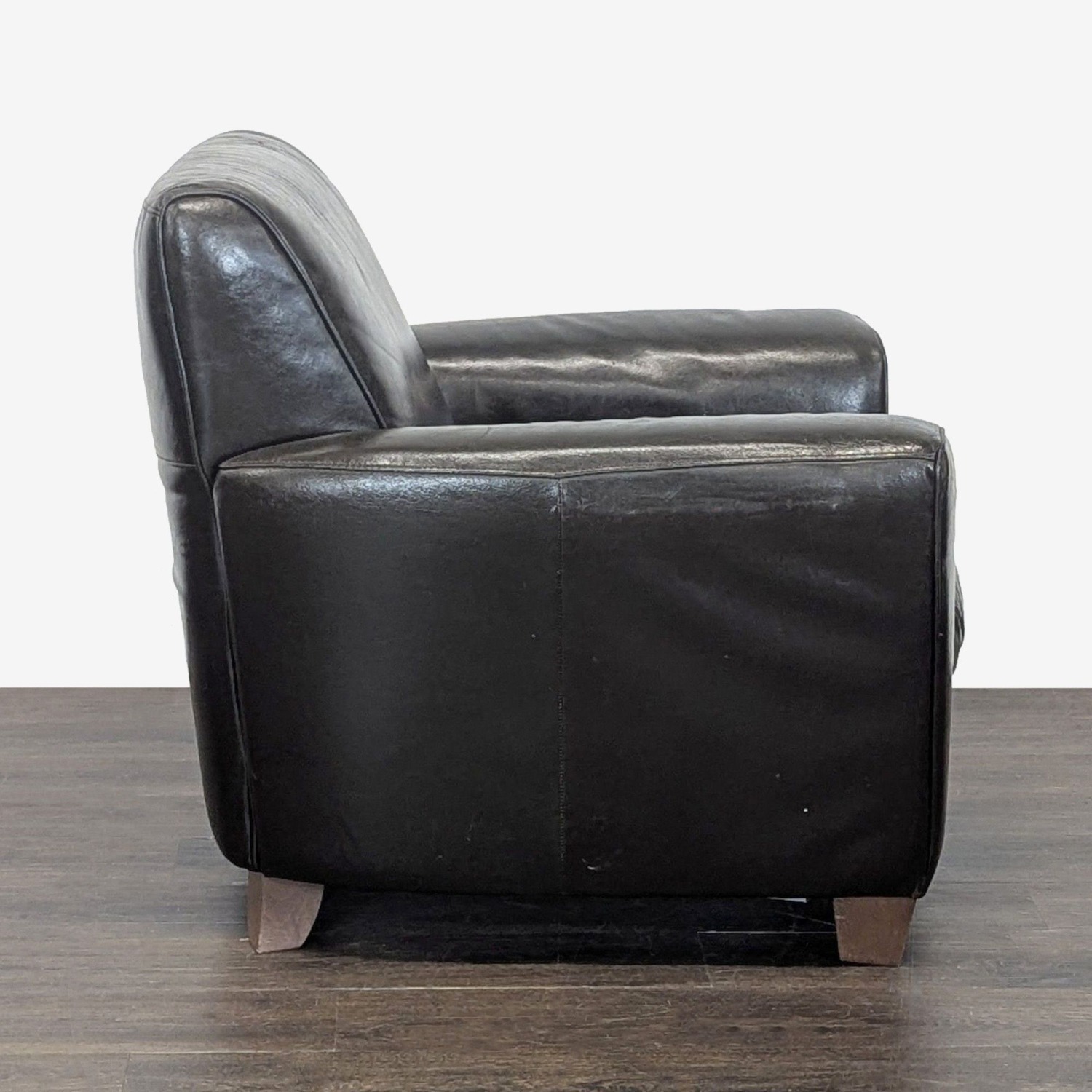 Natuzzi Black Leather Lounge Armchair - image-6