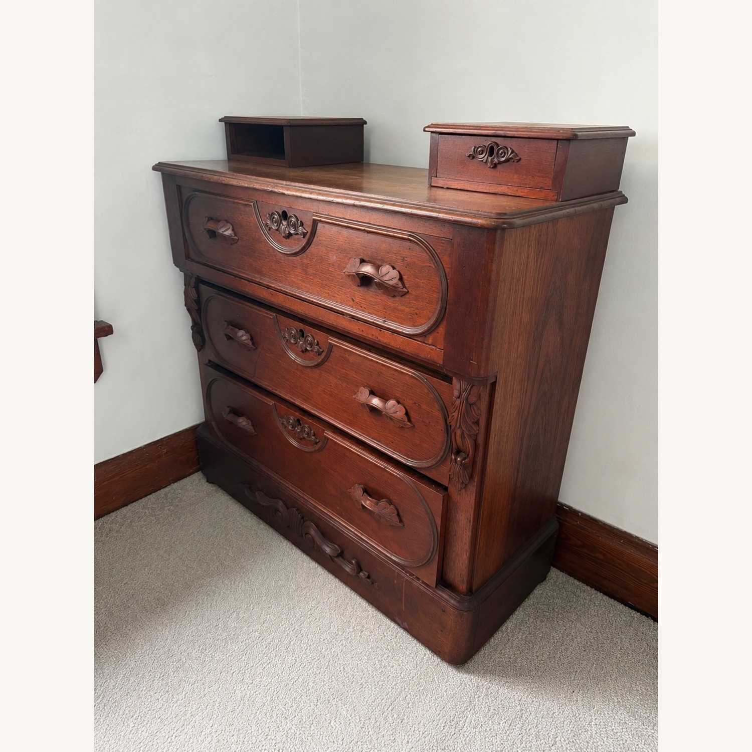 Vintage/Antique Dark Brown Wood Dresser - image-3