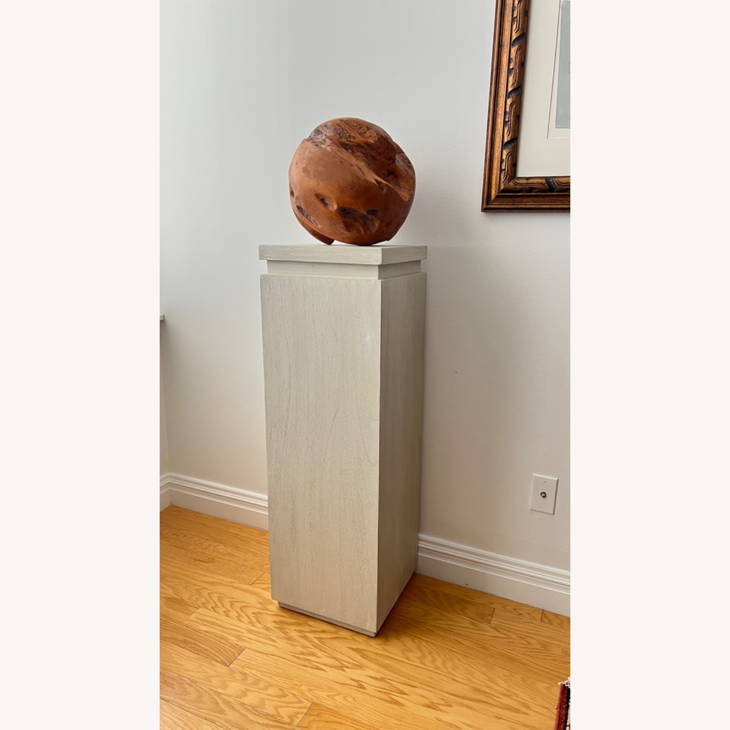Wood Gallery Pedestal + Removable Teak Sculpture - image-1