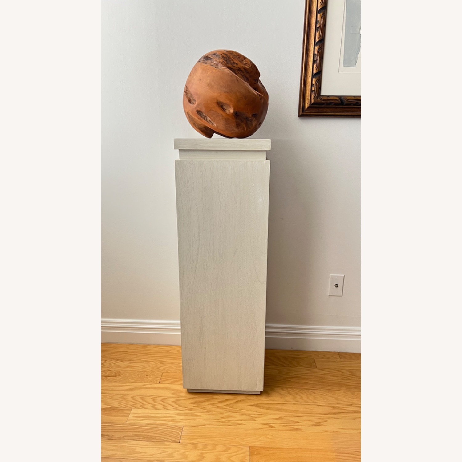Wood Gallery Pedestal + Removable Teak Sculpture - image-2