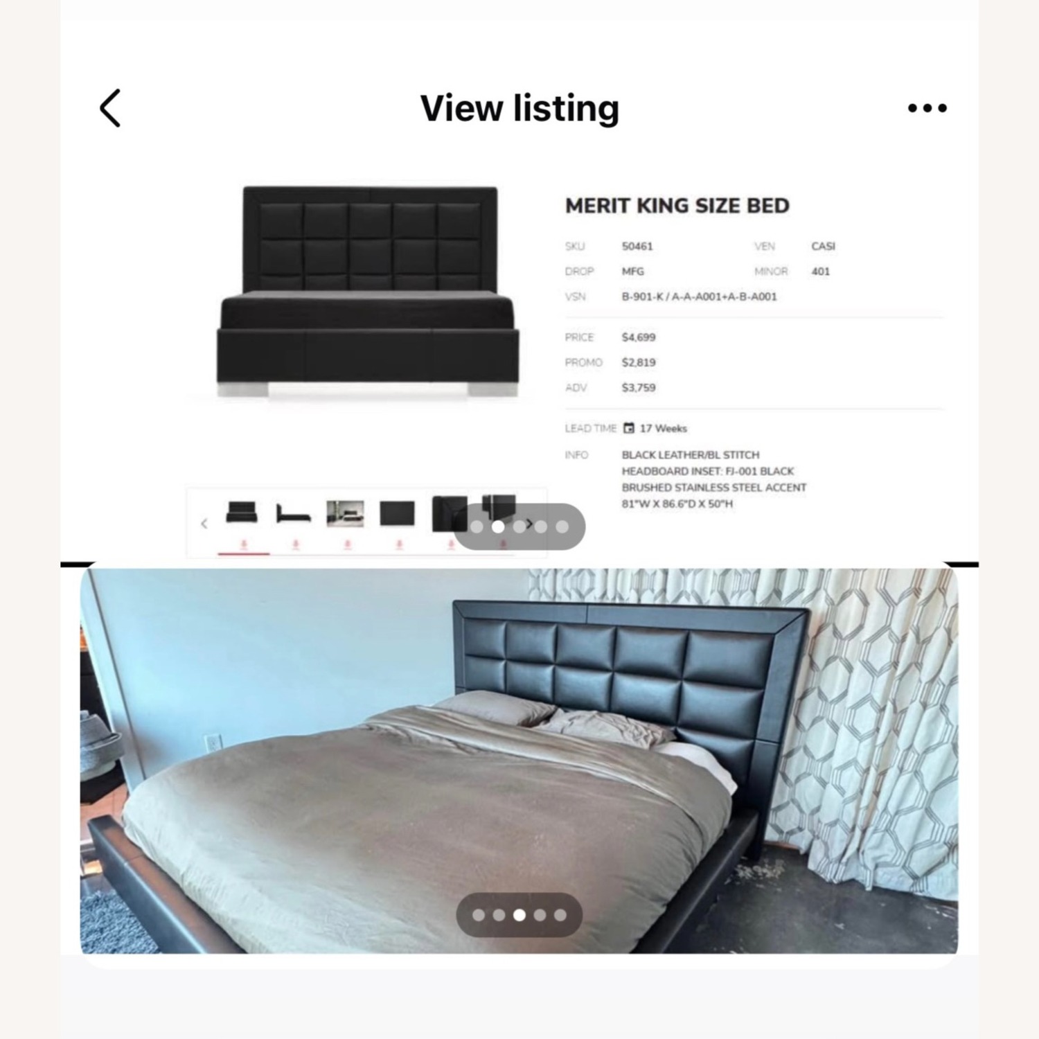 Cantoni Merit Black Leather King Bed - image-2