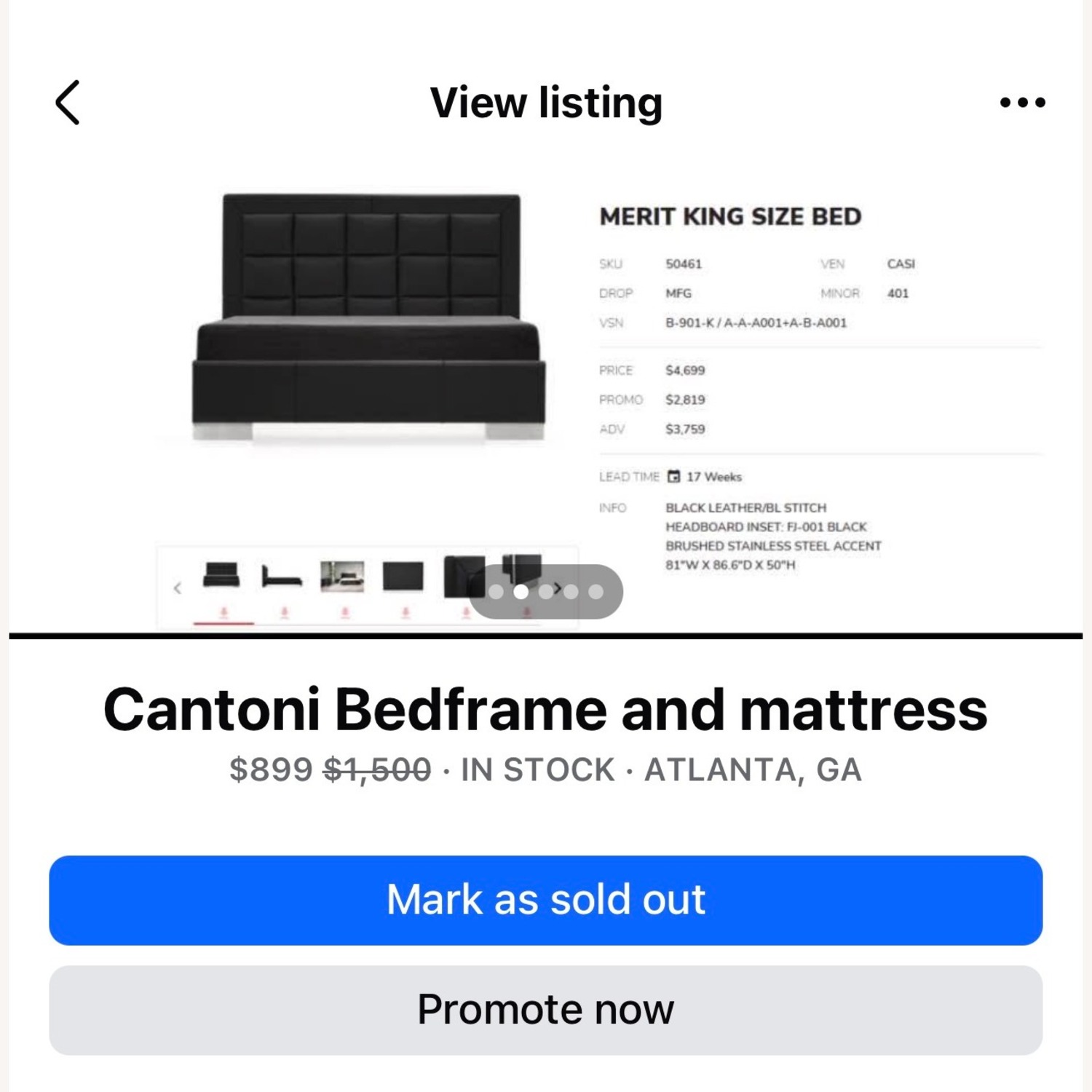 Cantoni Merit Black Leather King Bed - image-3