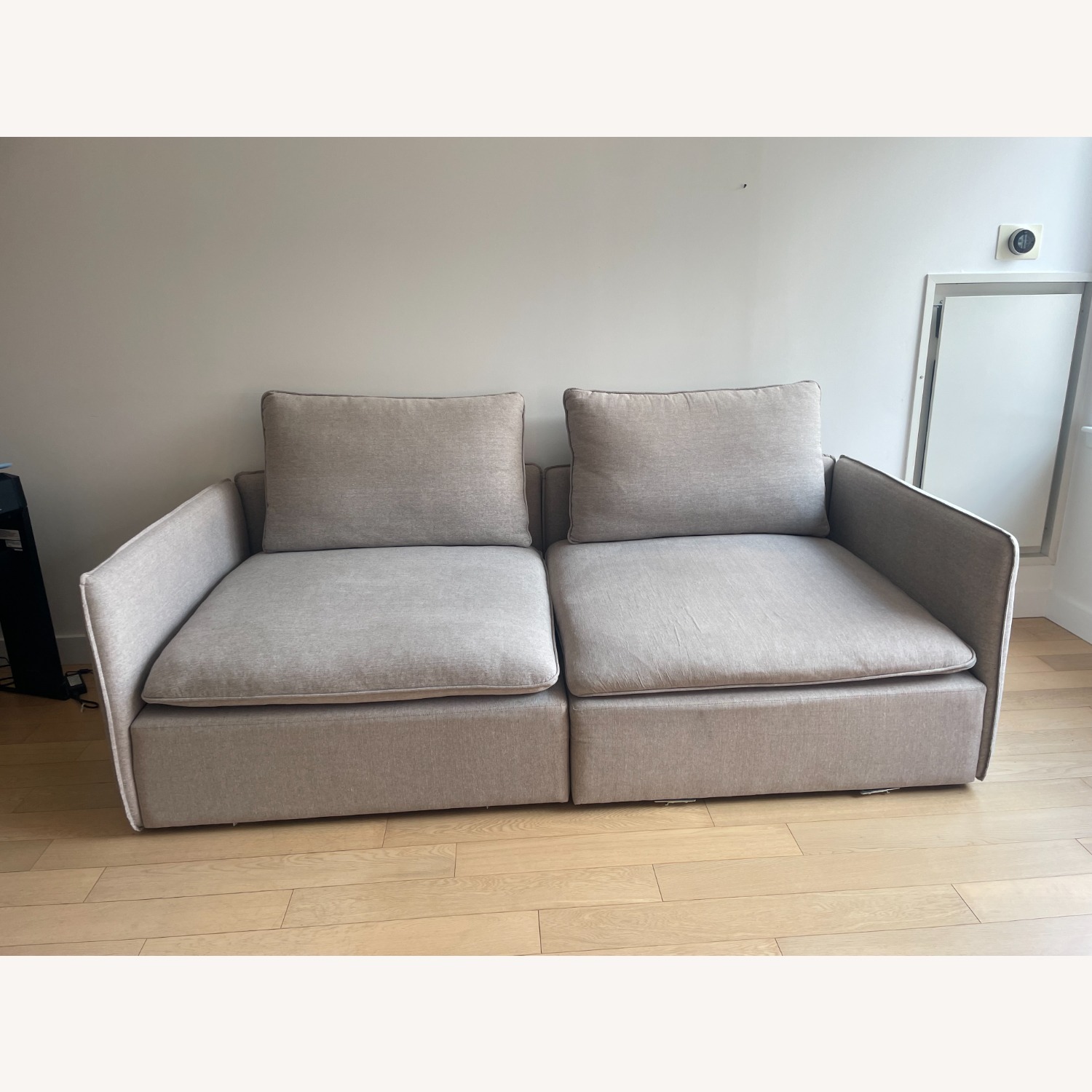 CB2 Light Gray Linen 3+ Seater Sofa - image-7