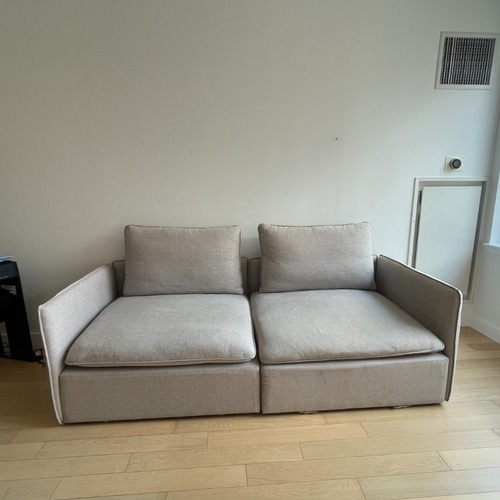 Used CB2 Light Gray Linen 3+ Seater Sofa for sale on AptDeco