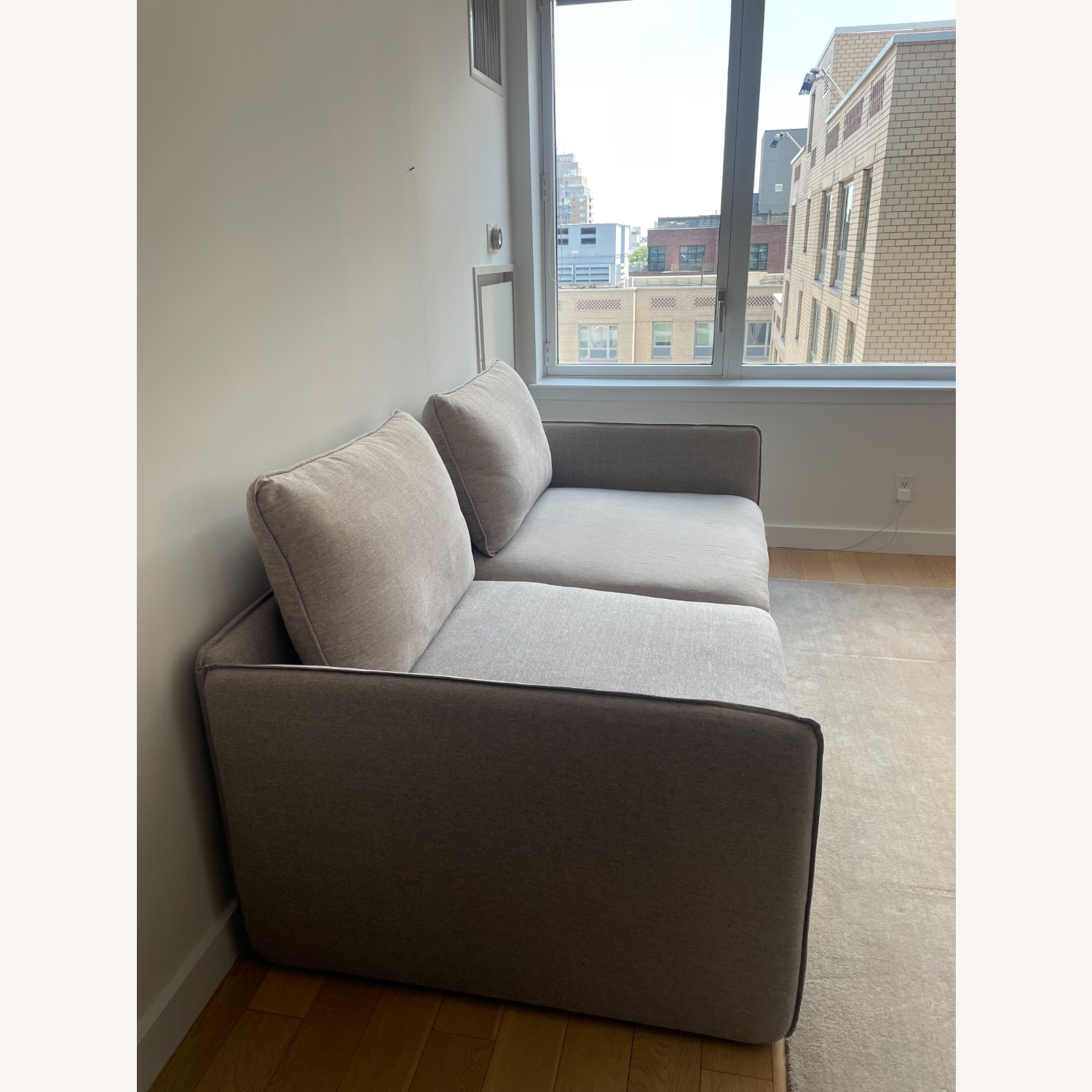 CB2 Light Gray Linen 3+ Seater Sofa - image-5