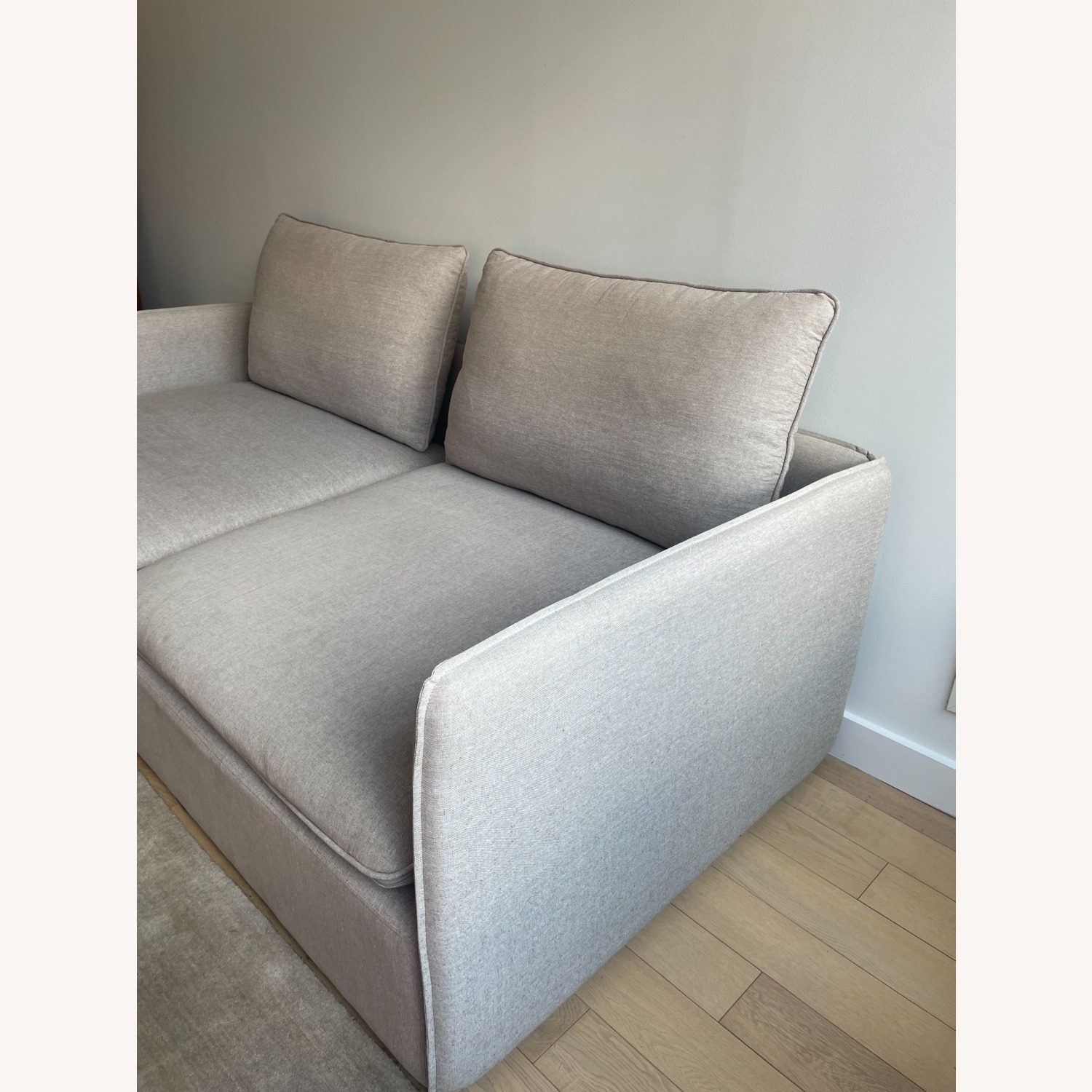 CB2 Light Gray Linen 3+ Seater Sofa - image-8