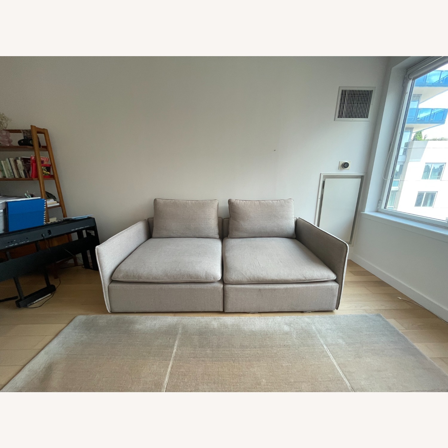 CB2 Light Gray Linen 3+ Seater Sofa - image-10