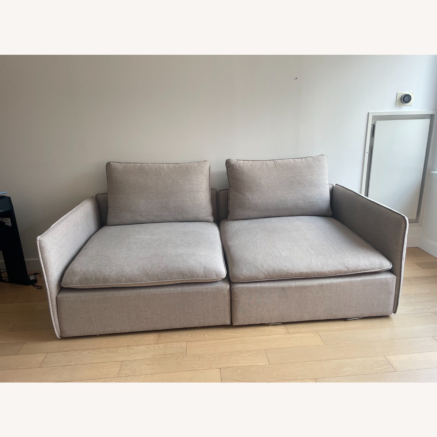 CB2 Light Gray Linen 3+ Seater Sofa - image-6