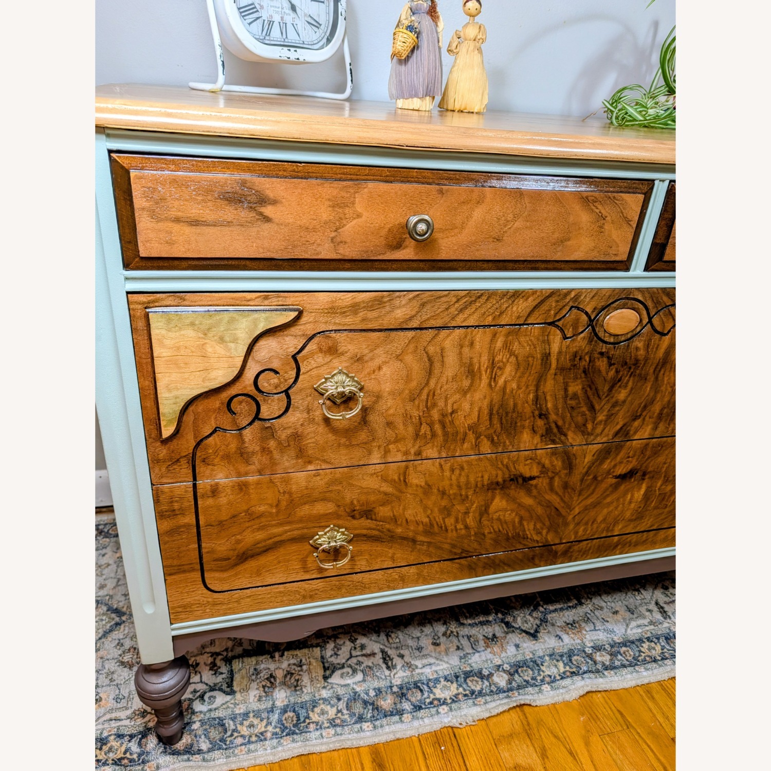 Vintage Walnut Designed Dresser and Mirror - image-3