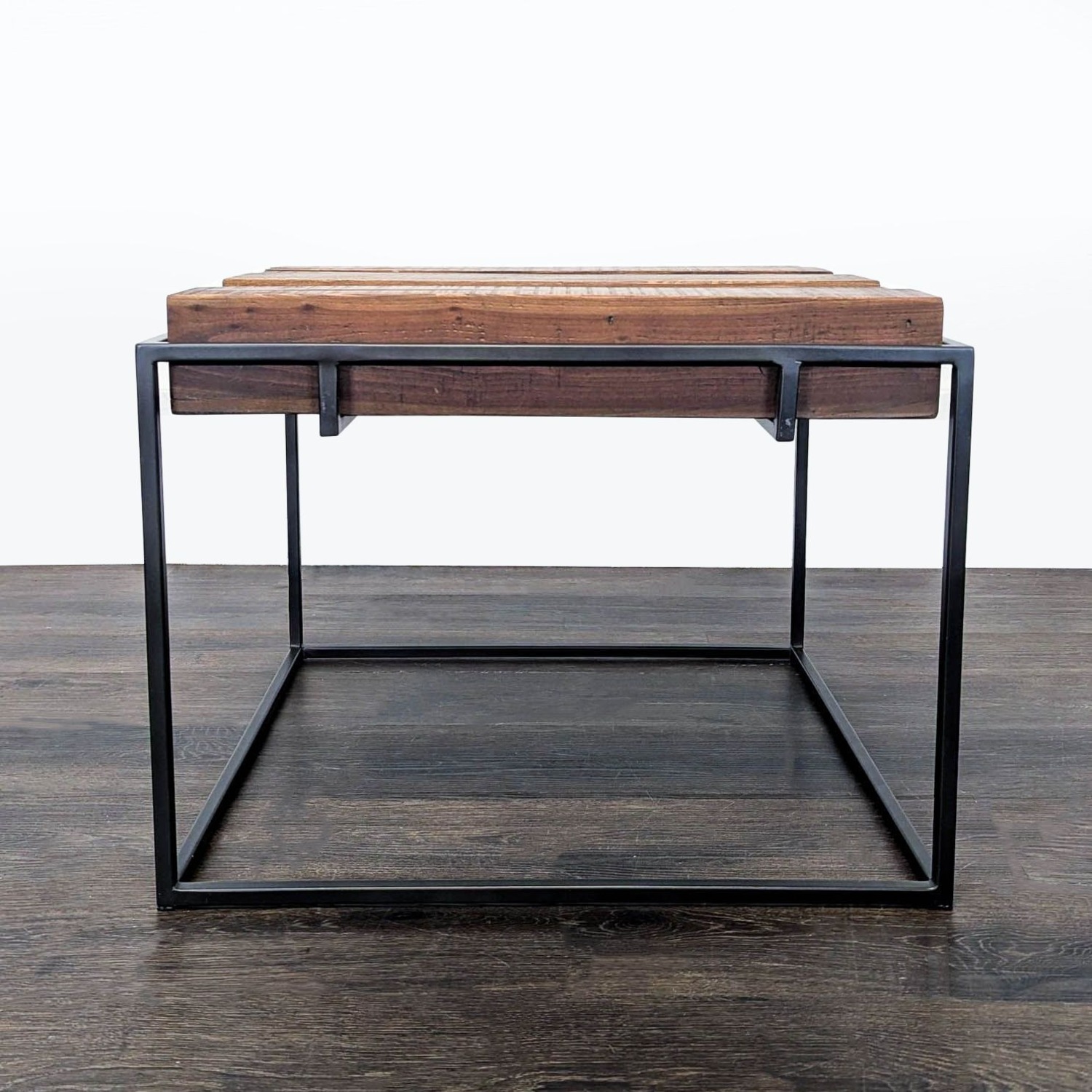 West Elm Wood Top End Table on Metal Frame - image-5